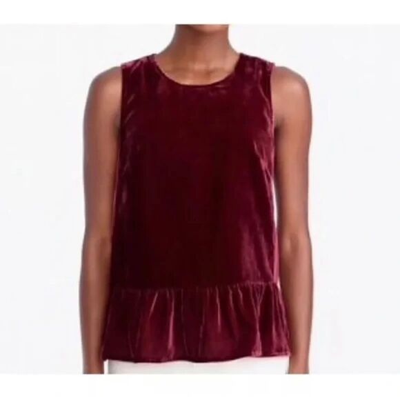 J.Crew Factory Red Velvet Peplum Top - Picture 11 of 11